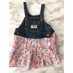 OshKosh Denim Floral Overall Dress (9 mos)